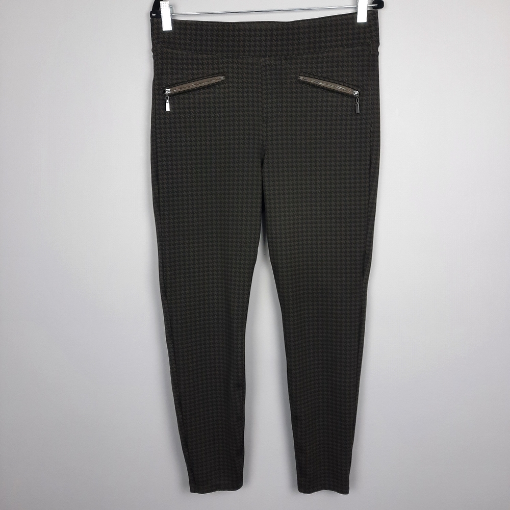 Liverpool Black and Brown Houndstooth Print Pull On Skinny Ponte Pants size 12